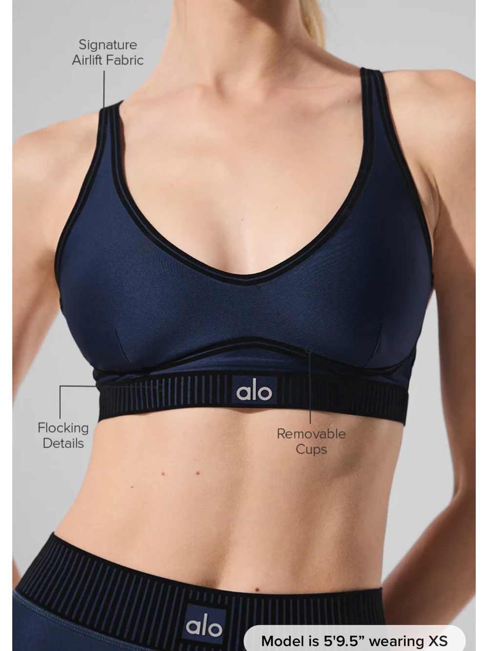 ALO Yoga Navy Blue Airlift Sports Bra